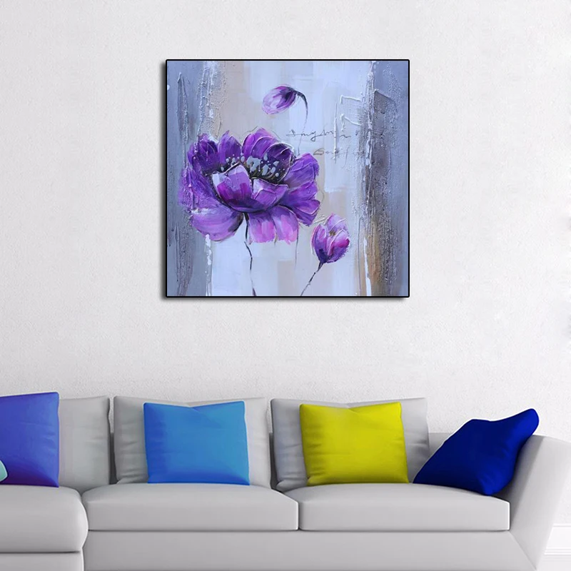 Purple Poppy and Rose Flowers Poster Painting Posters And Prints Pictures Wall Art Decoration Cuadros For Living Room Sofa | Дом и сад