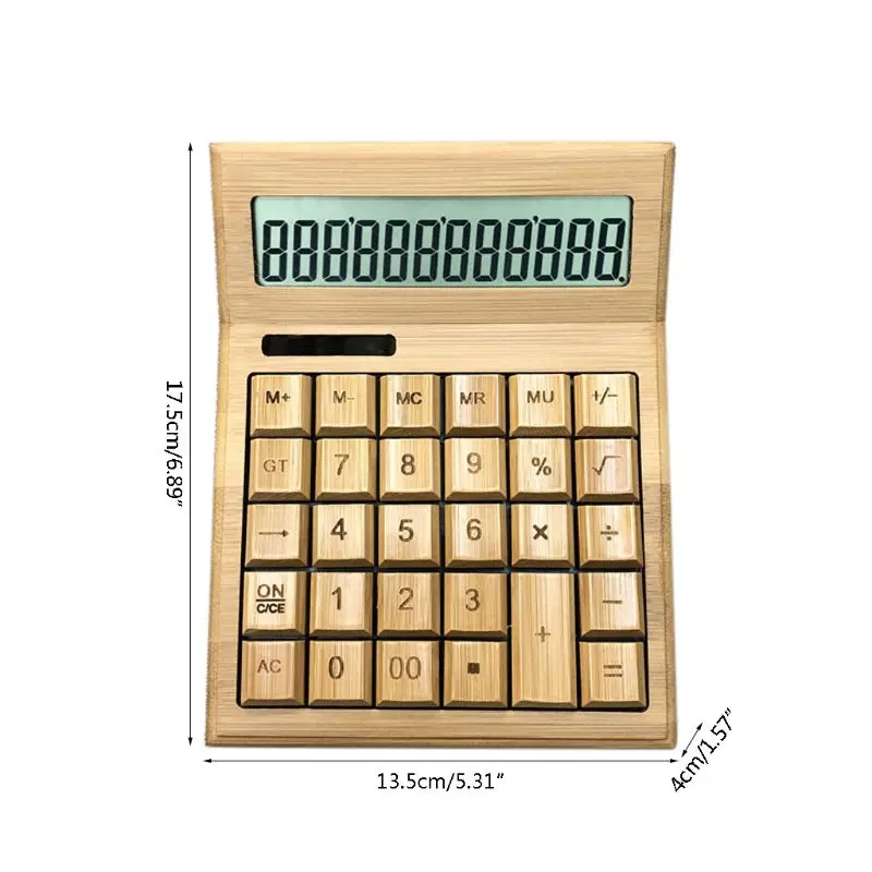 

Functional Desktop Calculator Solar Power Bamboo Calculators with 12-digit Large Display Dropshipping
