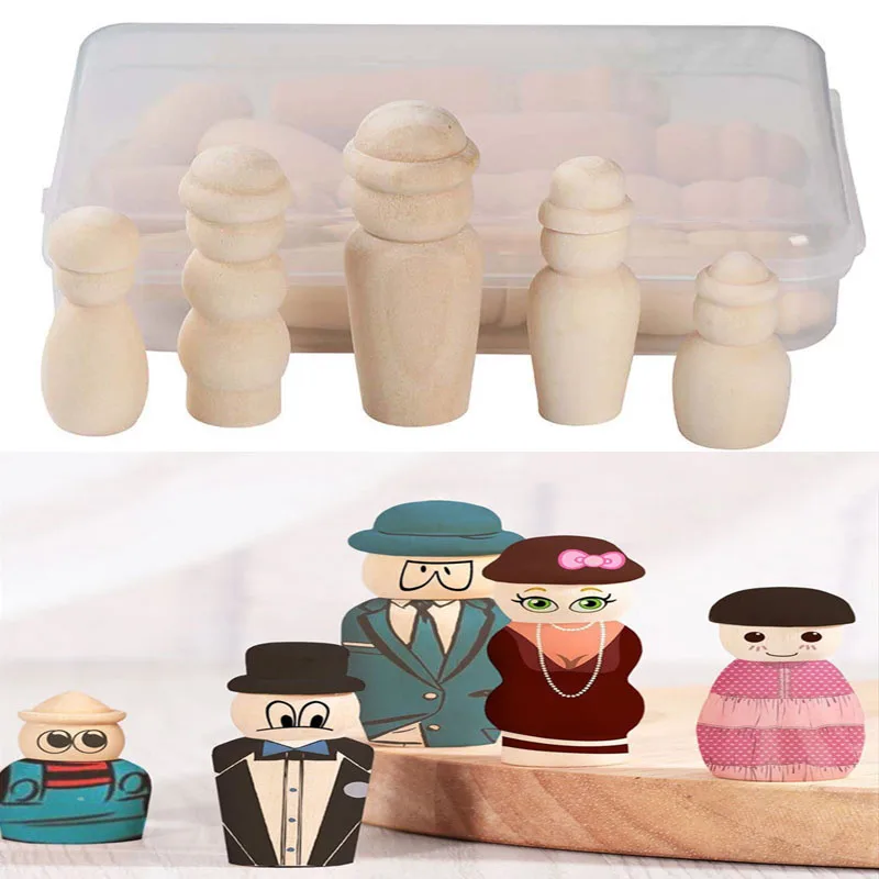 

10 шт./компл. Schima Superba Burlywood деревянные куклы для детей DIY окрашенные резные игрушки деревянные поделки украшения для дома