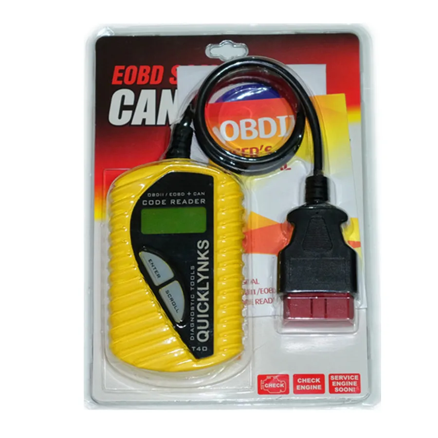 

5pcs/lot DHL Quicklynks Scanner T40 Code Reader Basic Diagnostic Tool CAN OBDII Scanner T40 Diagnostic Tool for OBD2 EOBD JOBD