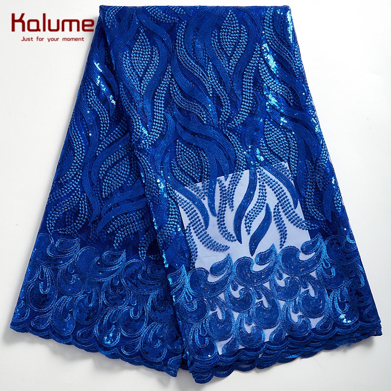 

Kalume Sequins African Lace Fabric New Arrival French Mesh Lace Fabric 5 Yard Nigerian Tulle Lace Fabric For Party Wedding F2303