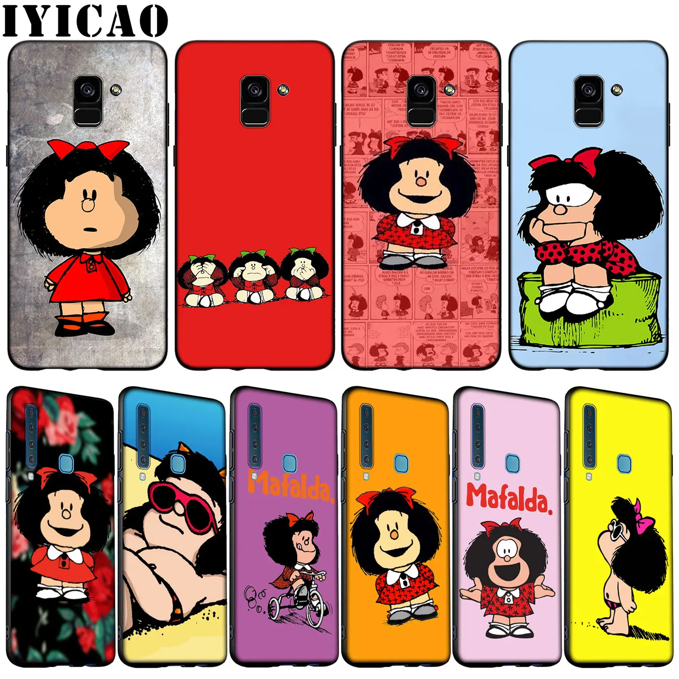 Mafalda милый мягкий силиконовый чехол для телефона Samsung Galaxy A6 A7 A8 A9 2018 A3 A5 2016 2017 Note 9 8 10