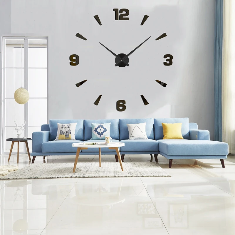 

2019 Free shipping Wall Clock Super Big 3d DIY Mirror Clock Acrylic Metal Modern Digital Watch Sticker Wall Decorate Clocks