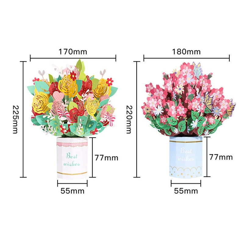 

Creative 3D Greeting Card Handmade Rose Sakura Blessing Message Card Suitable for Gifts for All Occasions