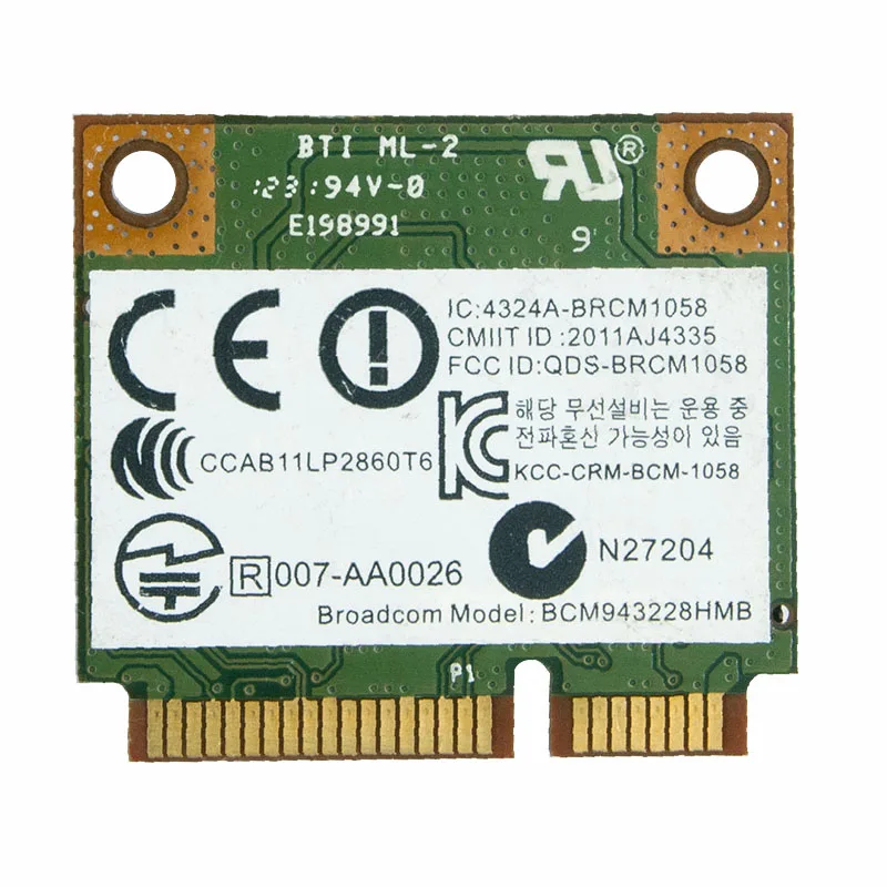 BCM943228HMB BCM43228 Half Mini PCIe беспроводная Wi-Fi WLAN Bluetooth карта SPS 718451-001 sps668569-001 | Компьютеры и