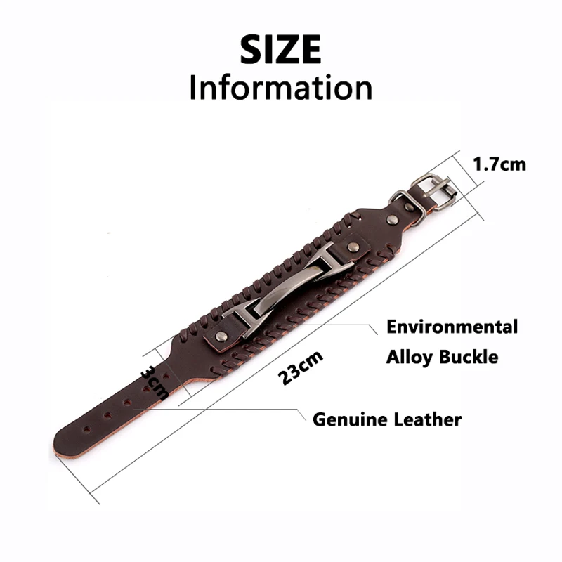 Женские и мужские браслеты в стиле панк рок широкий черный коричневый плетеный