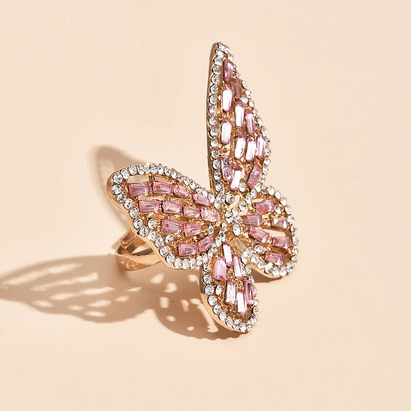 

New Design Fashion Aesthetics Jewelry High-grade Copper Inlaid Zircon Butterfly Rings Luxury Shiny Cocktail Party Ring for Women