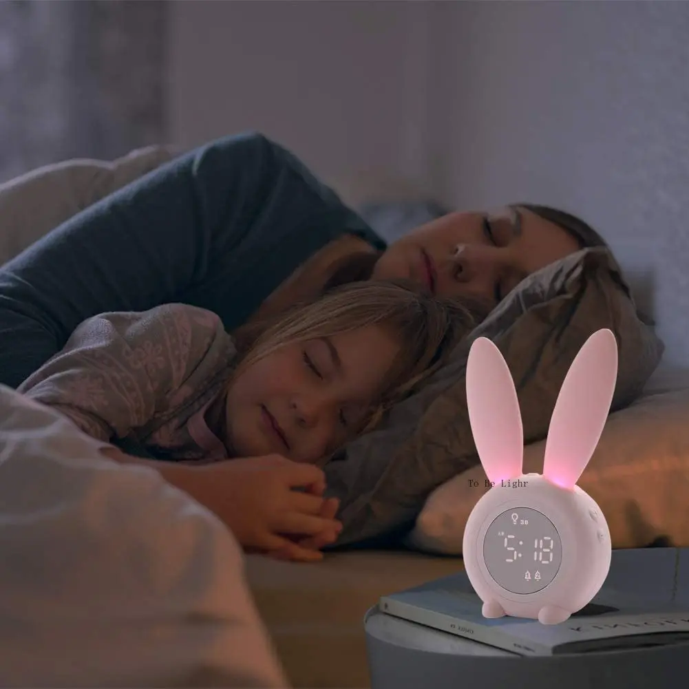 

Kids Alarm Clock Night Light,5 Ringtones,Touch Control and Snoozing with 2000mAh Rechargeable Alarm Clocks for Girl Boy Bedroom