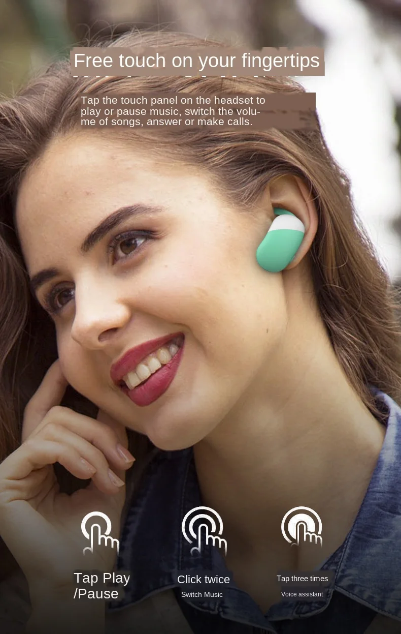 Водонепроницаемые спортивные TWS Bluetooth наушники с сенсорным управлением