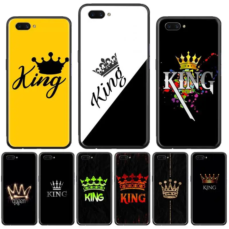 

King logo queen aesthetic art design Phone Case For OPPO F 1S 7 9 K1 A77 F3 RENO F11 A5 A9 2020 A73S R15 REALME PRO cover