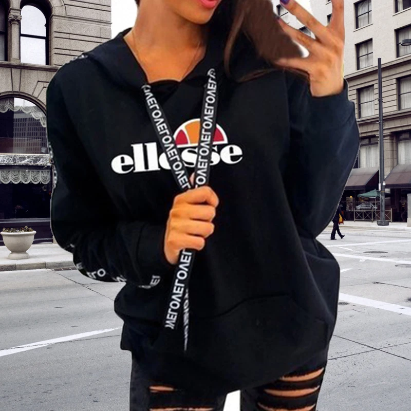 

2021 Fashion Street Printed Drawstring Hoodies Autumn Winter Loose Long Sleeve Sweatshirt Vintage Casual Women Sport Hooded Tops