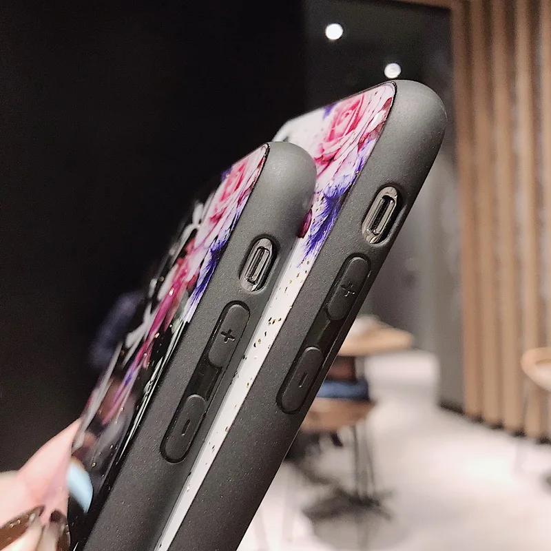 Антидетонационный чехол с цветочным рисунком из золотой фольги для iPhone 11 Pro Max X XS