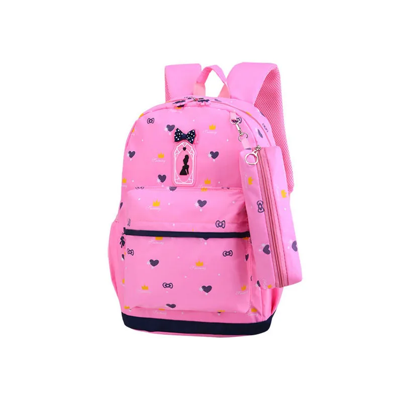 3 Pcs/set Cute Bow School Backpack For Girls Printing Bags Kids Student Mochila | Багаж и сумки