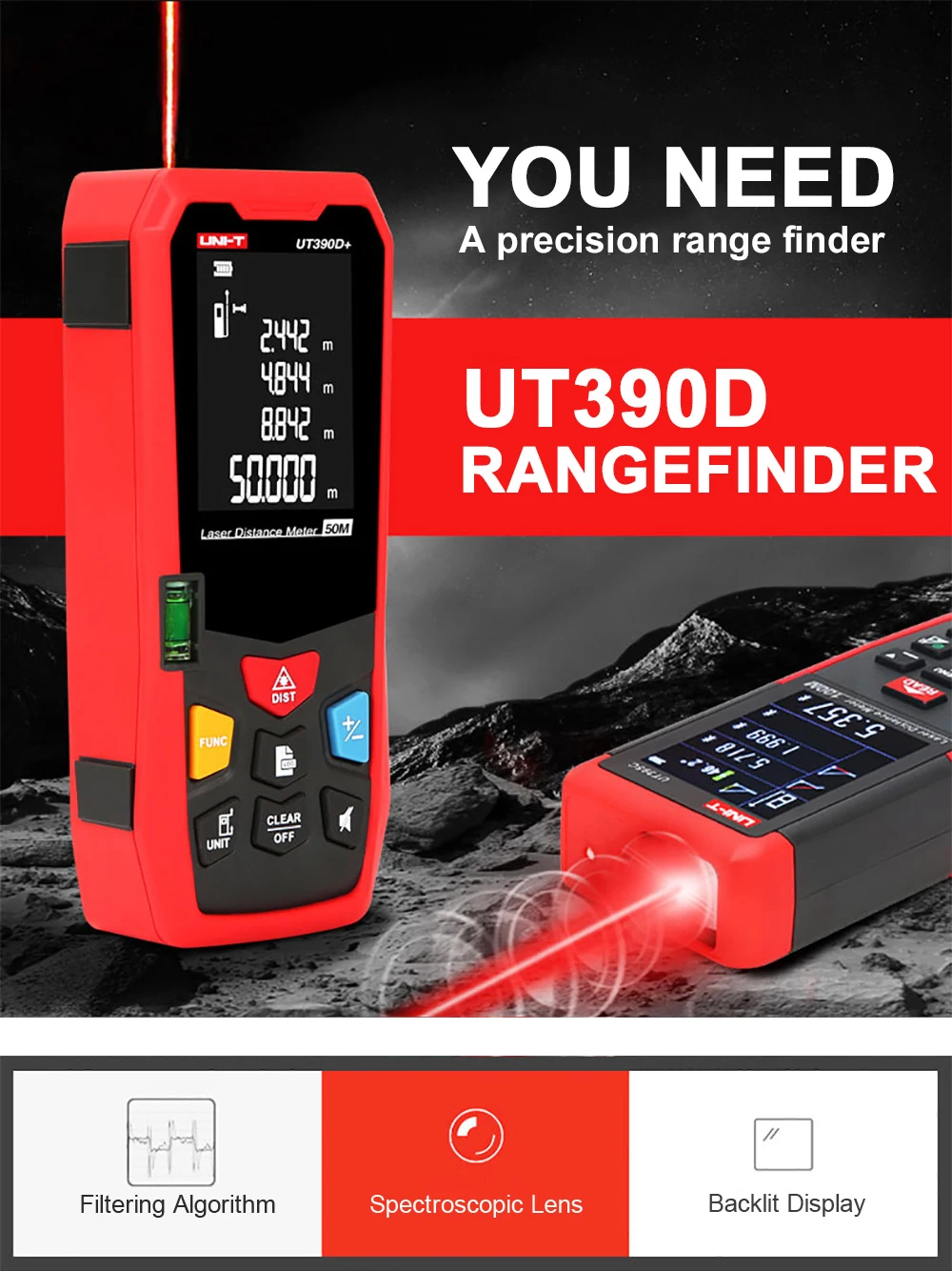 UNI-T Handheld Laser Rangefinder Distance Meter LM40 40M 50M 60M Medidor Laser Tape Build Measure Device Electronic Ruler