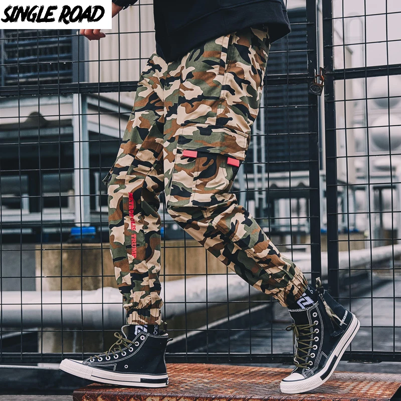 SingleRoad камуфляжные мужские брюки 2019 карго хип хоп джоггеры шаровары уличная