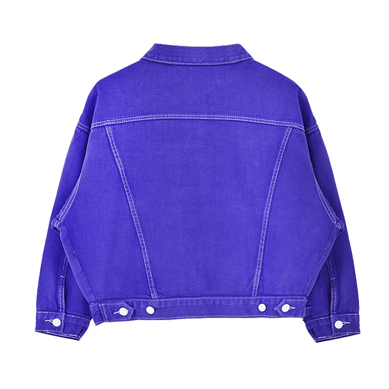 Новая фиолетовая джинсовая куртка chaqueta mujer женские негабаритные куртки бомбер