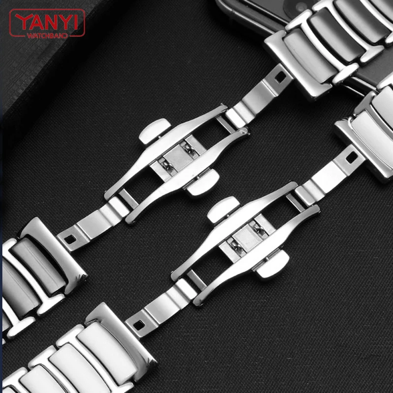 Fashion Ceramic Bracelet in stainless steel watchband 16 18mm 20mm 22mm watch strap women man wristwatches band Butterfly buckle