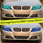 4 шт. многоцветный RGB сменный светодиодный SMD Halo Кольцо ангел демон глаза дневной светильник для BMW 3 серии E90 E91 2005-2008 ксеноновый головной светильник s