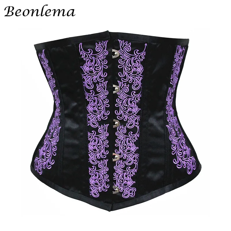 Black-Purple Beonlema, Женский корсет под грудь, стальная кость, стимпанк, сексуальные корсеты, Черный готический корсет для похудения, женский красный корсет, S-2XL - Цвет: Black-Purple