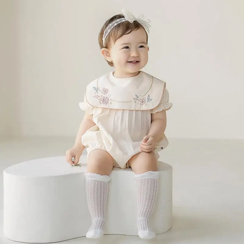 

Summer Baby Girls Embroidery Romper Vintage Newborn Infant Short Sleeve Playsuit Jumpsuit Spanish Baby Sunsuit Clothes Outfits