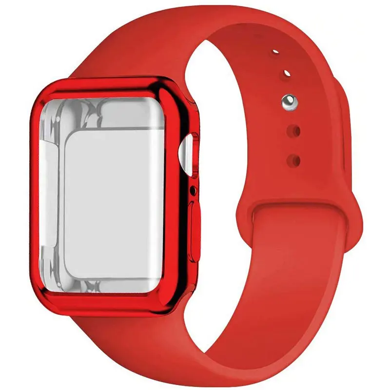Red Силиконовый спортивный ремешок для часов, чехол для Apple Watch 5, 4, 3, 2, 1, 38 мм, 42 мм, ремешок для часов iwatch 40 мм, 44 мм, силиконовый браслет - Цвет ремешка: Red