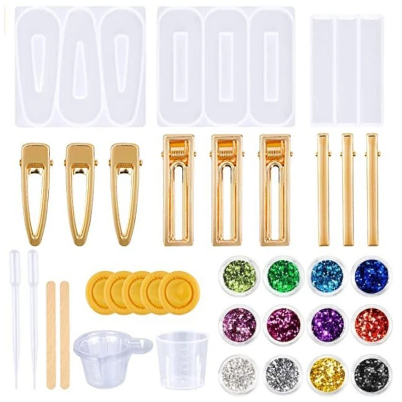 

1 Set Crystal Epoxy Resin Mold Hair Pin Casting Silicone Mould DIY Crafts Jewelry Making Tools