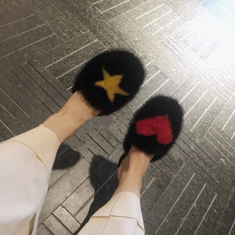 Высококачественные шлепанцы YOLOAgain из натурального меха норки женские домашние