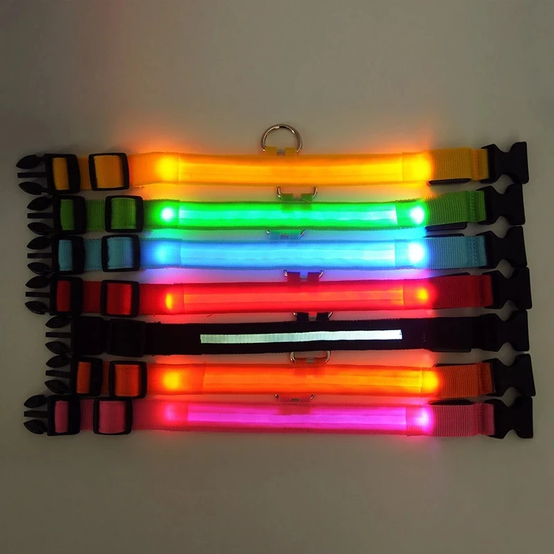 

New dog charging LED luminous collar wholesale luminous pet collar leash with mud dragon collar pet supplies J7A7333