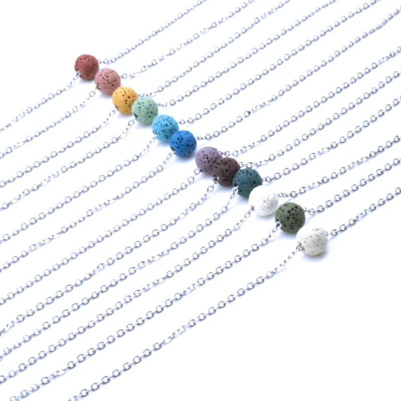 8 мм 10 Ожерелье из красочного лавового камня с аромадиффузором эфирного масла