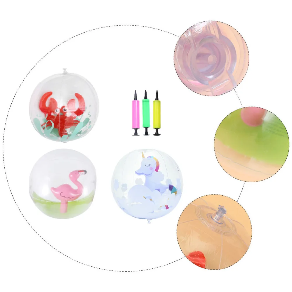 

3pcs Animal Beach Balls Transparent Pool Balls Summer Inflatable Beach Balls