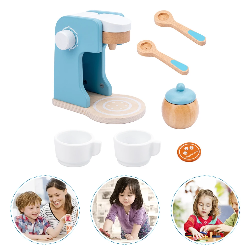 

Educational Kitchen Pretend Play Toy Game Wood Coffeemaker For Kids Gifts Simulation Early Learning Accessories Imaginative Home