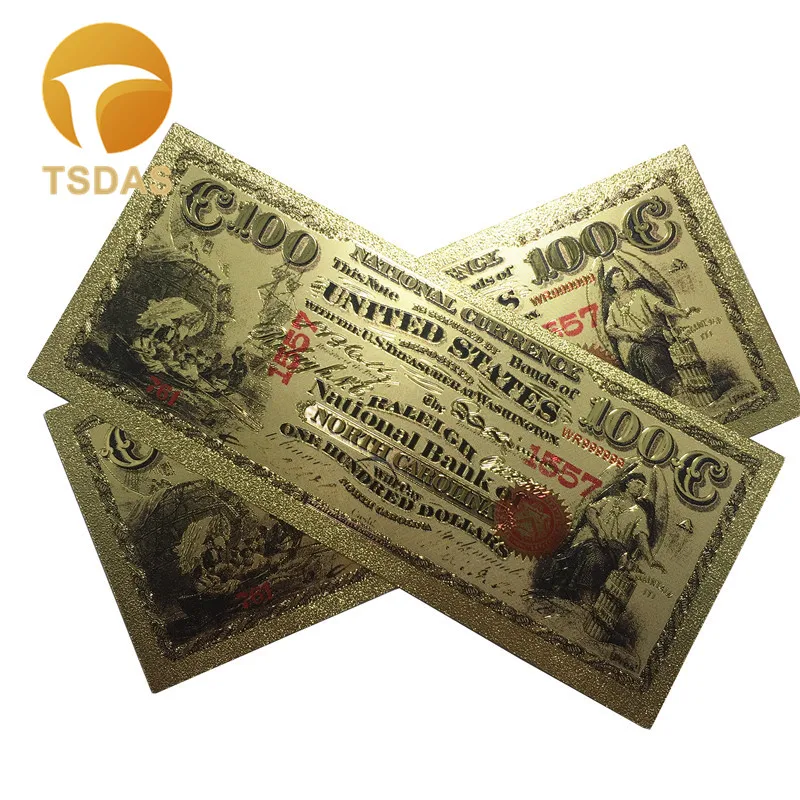 Американские банкноты Позолоченные 100 долларовые из золотой фольги цветные для