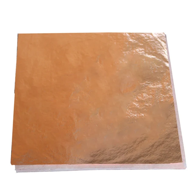 Red Copper Leaf Имитация золотого листа бумаги, листы золотой фольги, позолоченный медный алюминиевый лист для рукоделия, позолоченное украшение дома 100 шт 14x14 см - Цвет: Red Copper Leaf