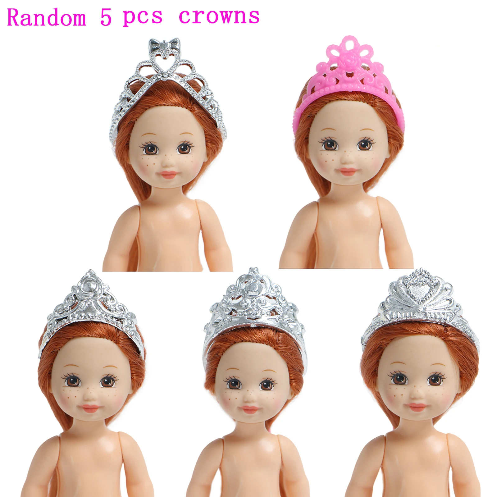 Random 5 crowns Детская игрушка для ролевых игр, детская кровать, стул, кукла, мебель, одежда, обувь для куклы Барби, Келли, аксессуары для кукольного домика, набор игрушек для девочек - Цвет: Random 5 crowns