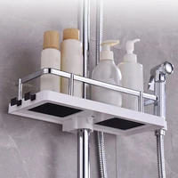 bathroom storage shelf shower shelf shampoo tray shelf single layer free drilling bathroom lifting shower head bar