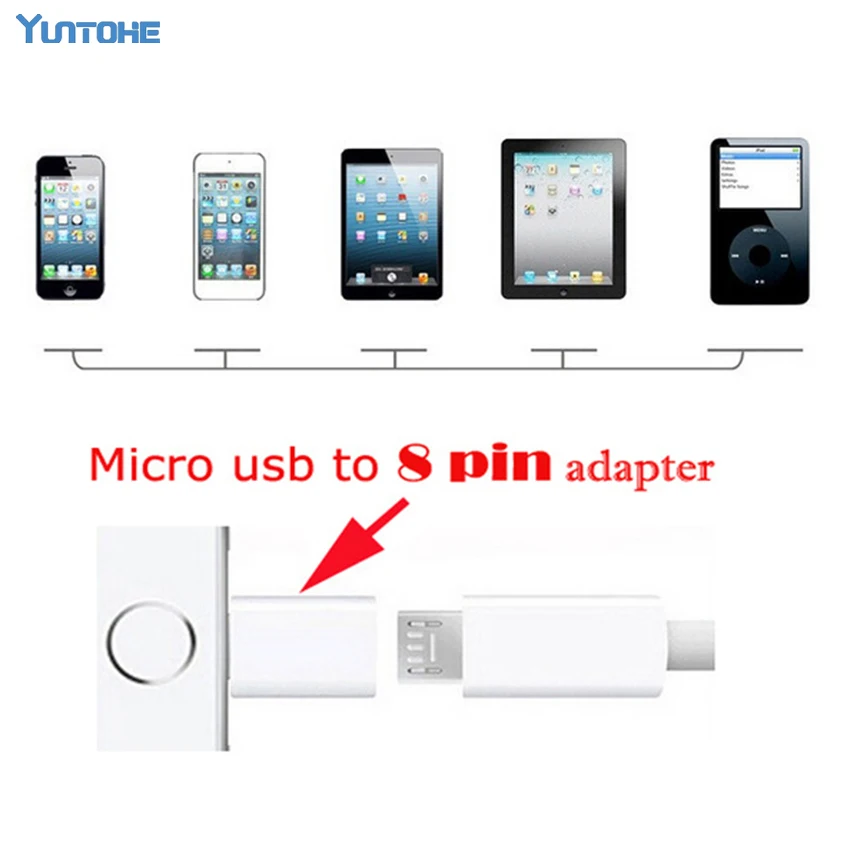 300 шт./лот Micro Usb кабель зарядное устройство адаптер для iPhone 7 6plus 6 5 ipad USB разъем на 8