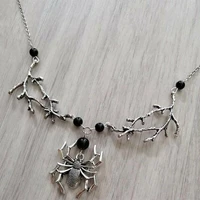 vintage evil spider pendant necklace gothic branch branch witch necklace punk jewelry pagan magic wizard mystery gift