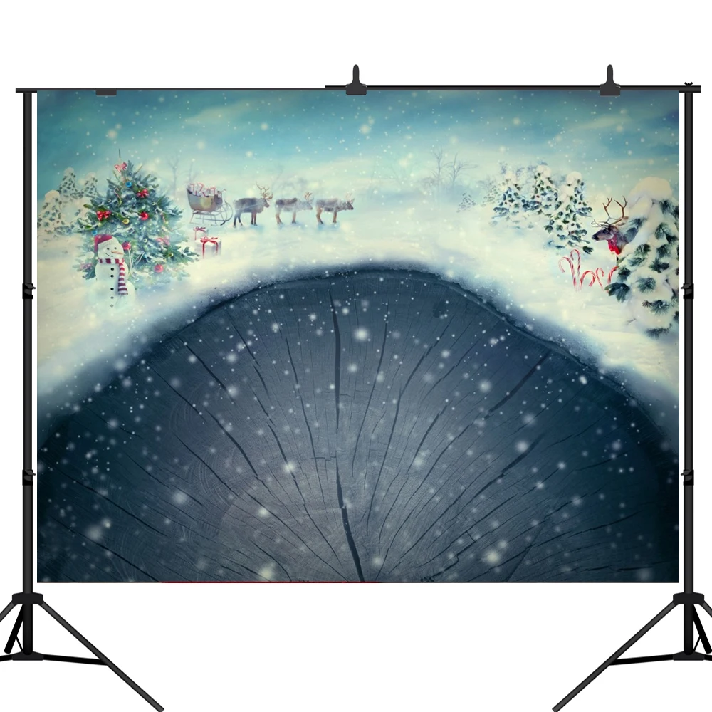 

Lyavshi Vinyl Photography Backdrops Christmas Snowman Photo background Computed printed Elk sleigh Backdrop for photo studio