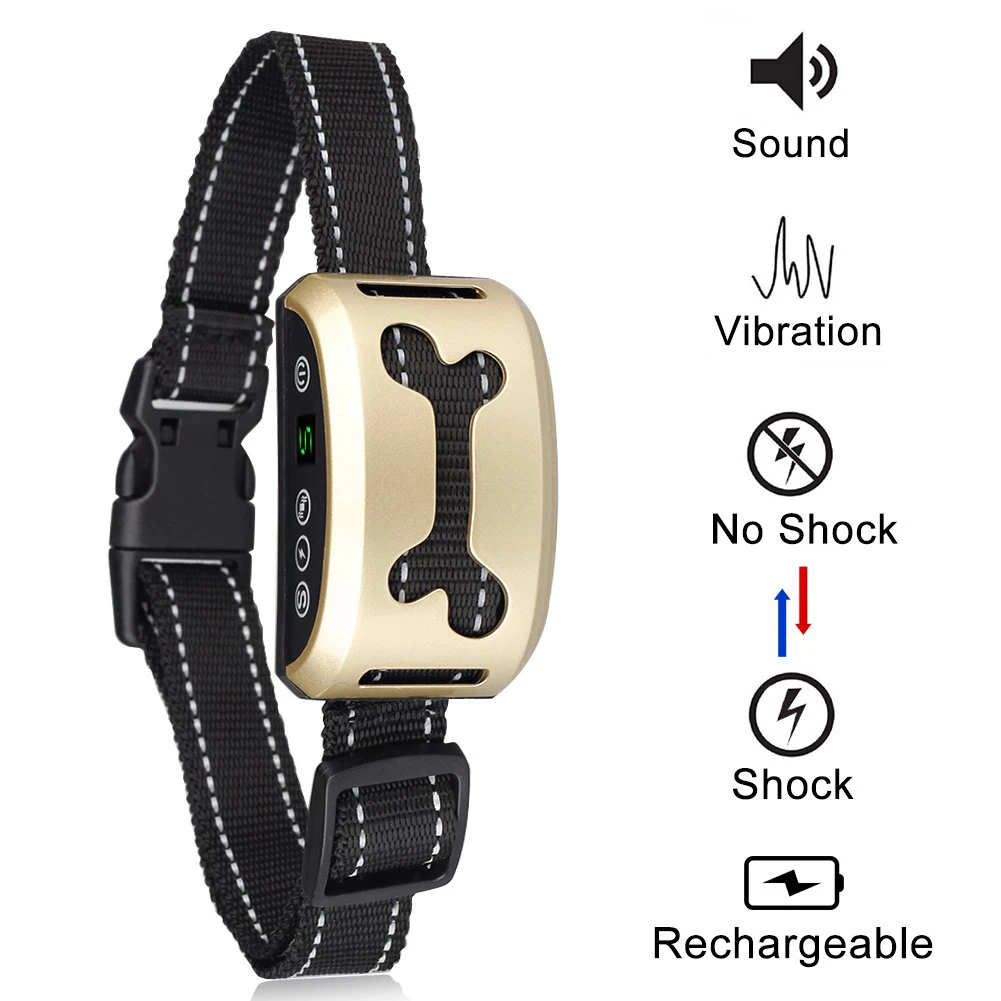 Waterproof Auto Anti Humane Bark Training Collar Control Stop Dog Barking Adjustable Electric Rechargeable ShockSafe Carefully | Дом и сад