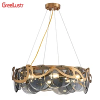 Luxury Gold Led Chandelier Light Lustres Art Deco Glass Hanging Lamp Pendant Chandelier Indoor Lighting Suspension Luminaire