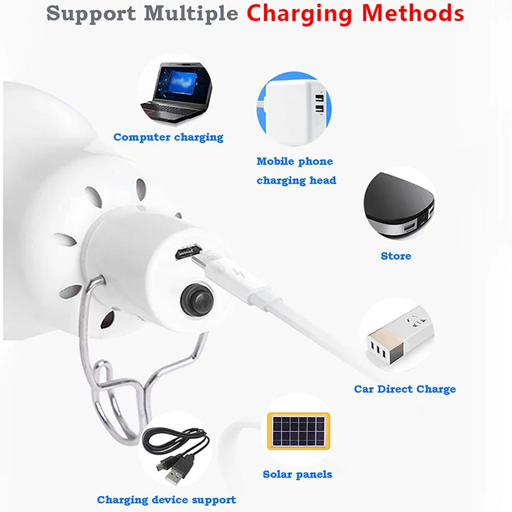 

Solar Panel Light 3 LED Bulbs with Cable USB Rechargeable for Indoor Outdoor Shed Balcony Corridor Warm Light Camping Lantern