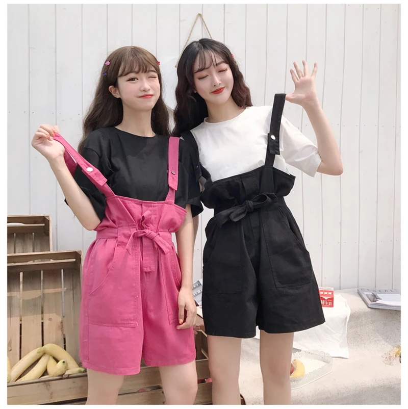 Свободный шифоновый комбинезон повседневный в Корейском стиле с высокой талией