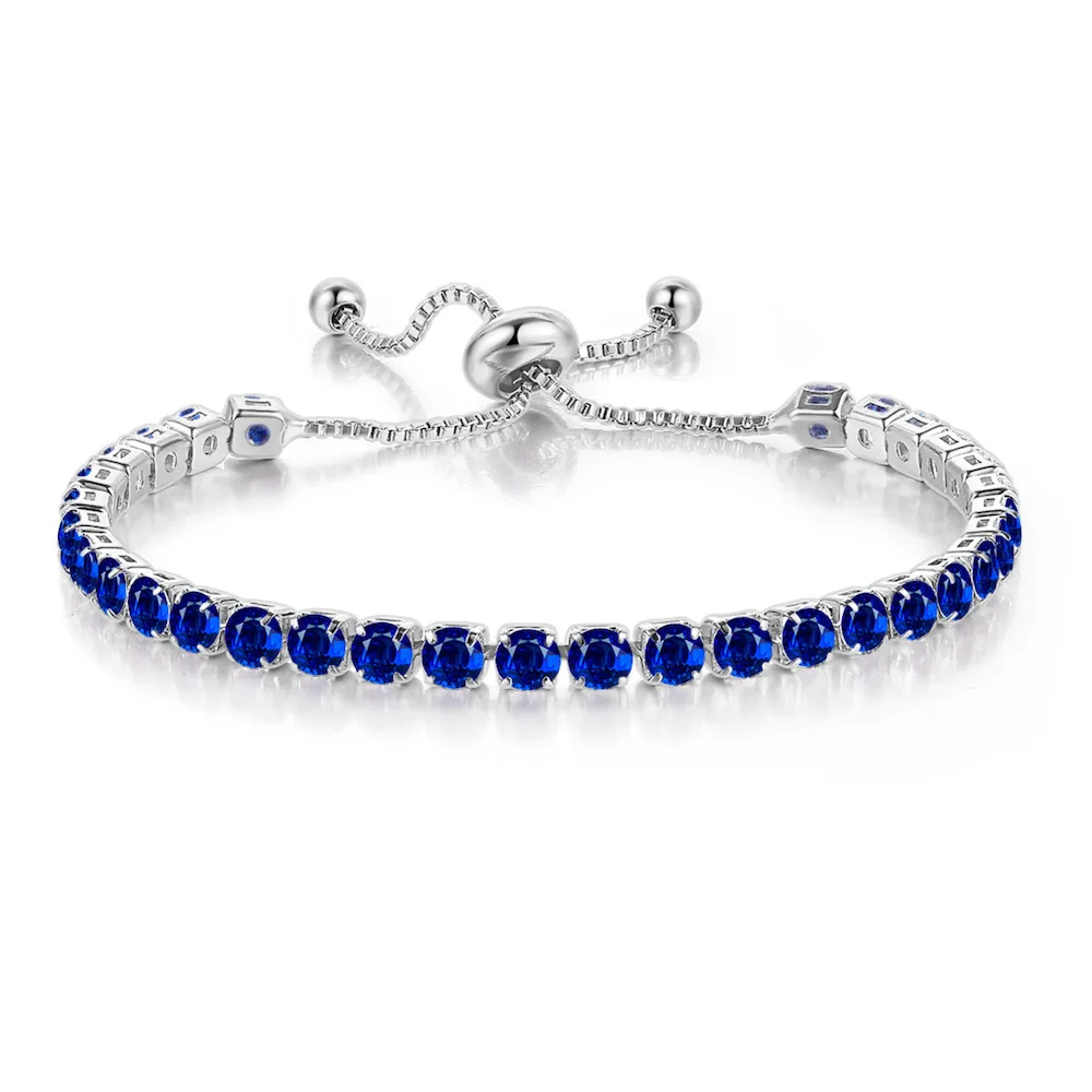 WhiteGold Blue Модный Удобный регулируемый браслет для женщин, кубический цирконий, розовое белое золото, очаровательные свадебные, рождественские Модные ювелирные изделия H133 - Окраска металла: WhiteGold Blue