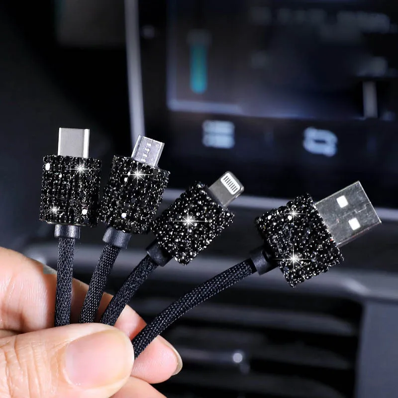3 в 1 USB-кабель для зарядки и передачи данных с кристаллами