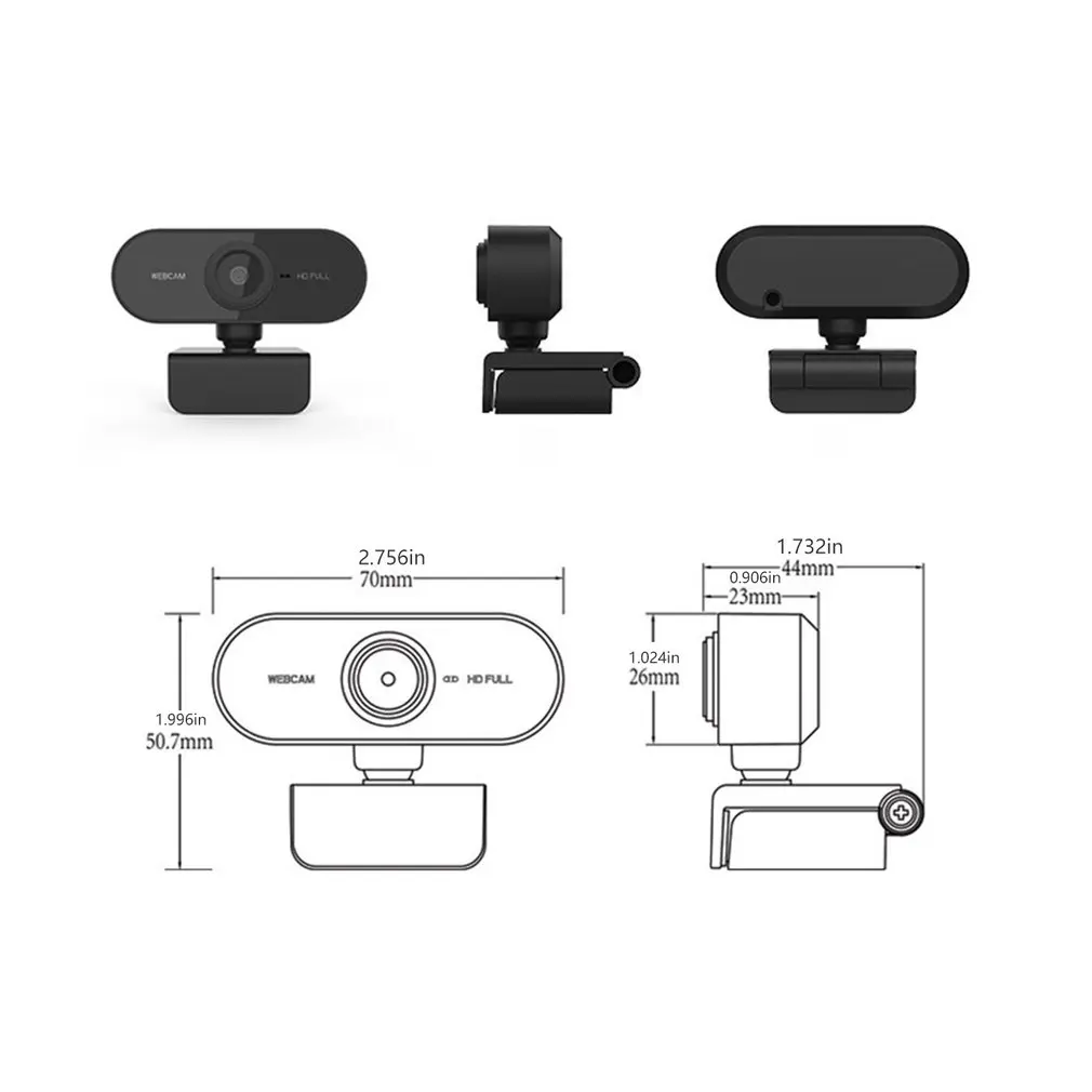 

Webcam 1080P Full HD CMOS Webcam High Microphone Noise Reducer Auto Correction USB 360 Degree Swivel Base