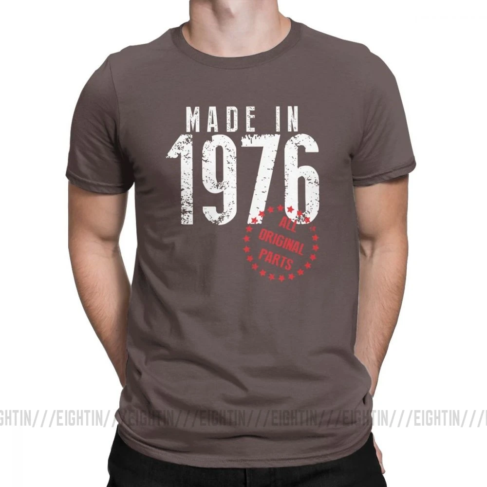 Сделано в 1976, все оригинальные детали, новинка, футболка для дня рождения, мужская одежда с коротким рукавом, обычные футболки, хлопковая Футболка с круглым вырезом - Цвет: Коричневый