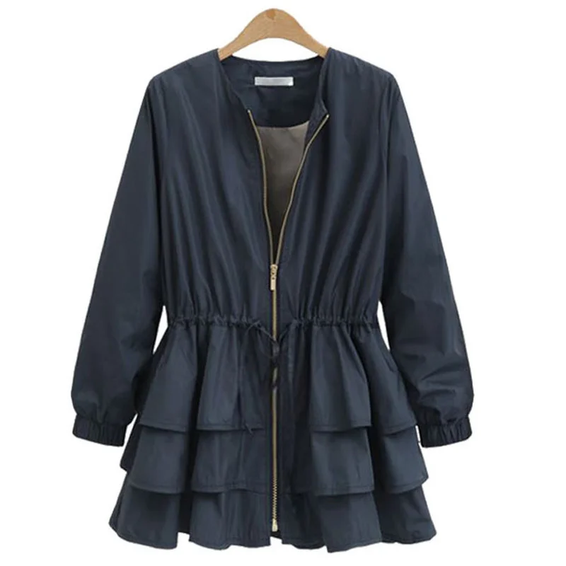 

New Women Autumn Spring Tops Casual Slim Fashion Ruffle Jackethooded Long Sleeve Street Beat Outerwear Coat Ladies Solid Hoodie