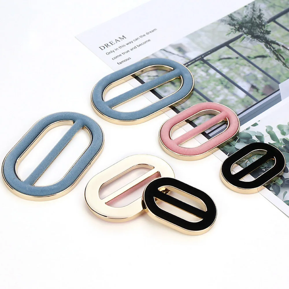 

Fashion Oval Rectangle Flocking Metal Three Gear Buckles Handbag Windbreaker Coat Belt Skirt Sewing Accessories Replacement