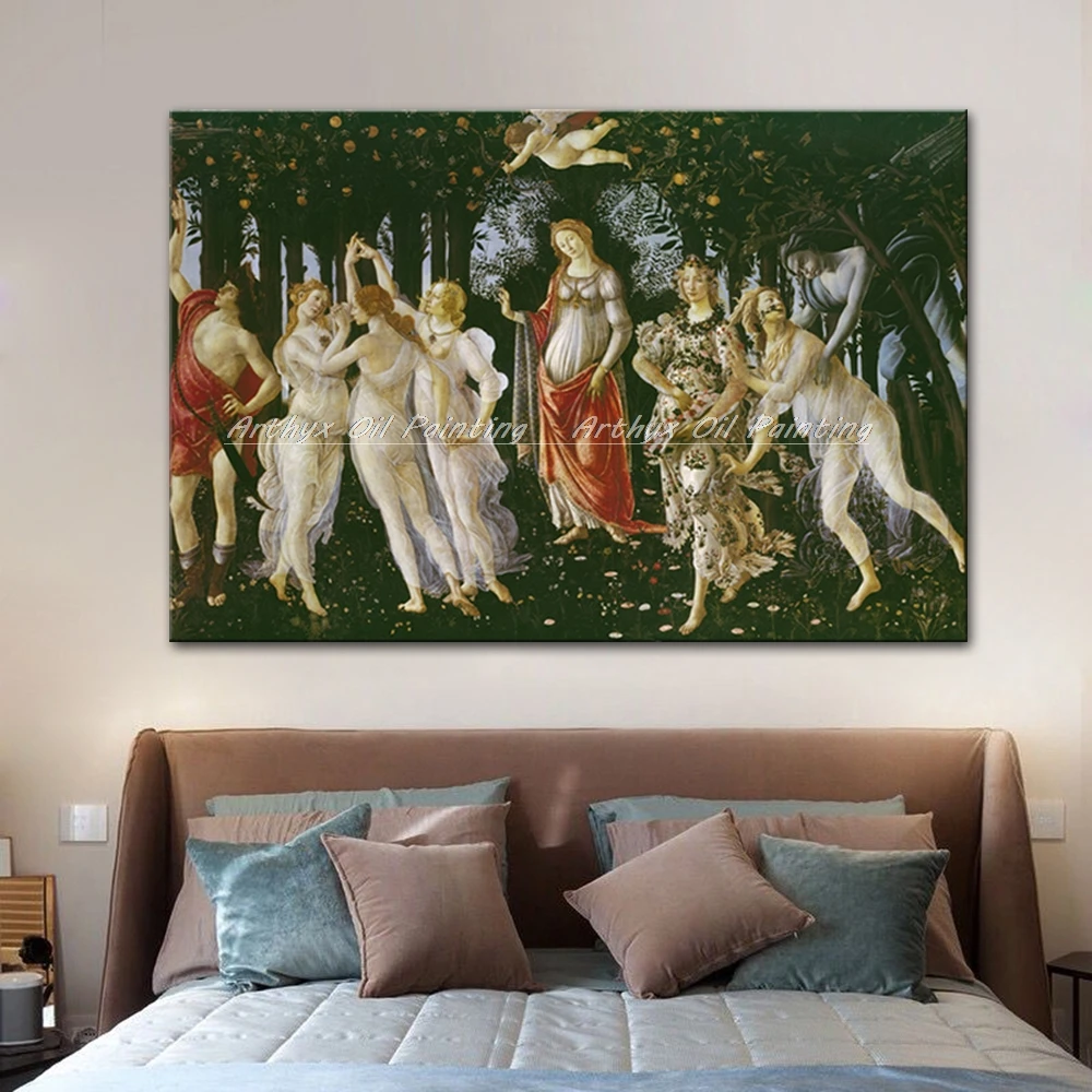 Arthyx Wall Art Poster Cotton Printed Famous Oil Paintings On Canvas Copy Of Botticelli's Primavera Pictures For Room Home Decor | Дом и