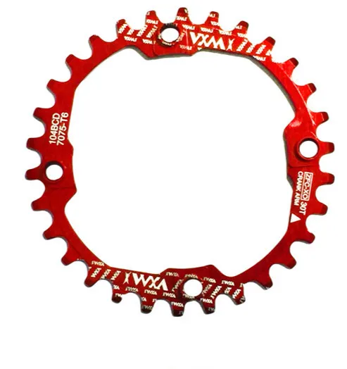 Red Велосипедная Звездочка Crank 30T 104BCD 30t велосипедная круглая узкая широкая 7075-t6 MTB велосипедная Звездочка круг шатунная пластина звездочка - Цвет: Red
